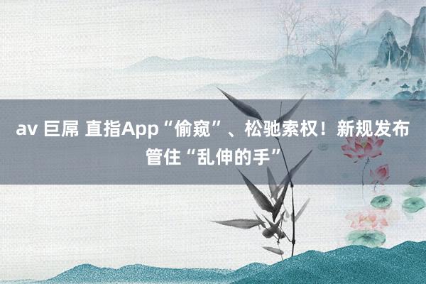 av 巨屌 直指App“偷窥”、松驰索权！新规发布管住“乱伸的手”